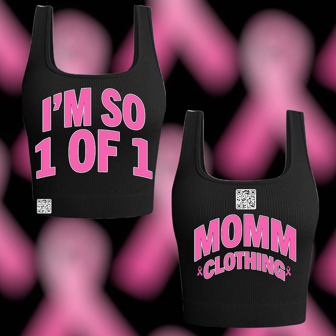 Breast Cancer Awareness Month “l’M SO 1of1” Women’s Cropped Tank Tops