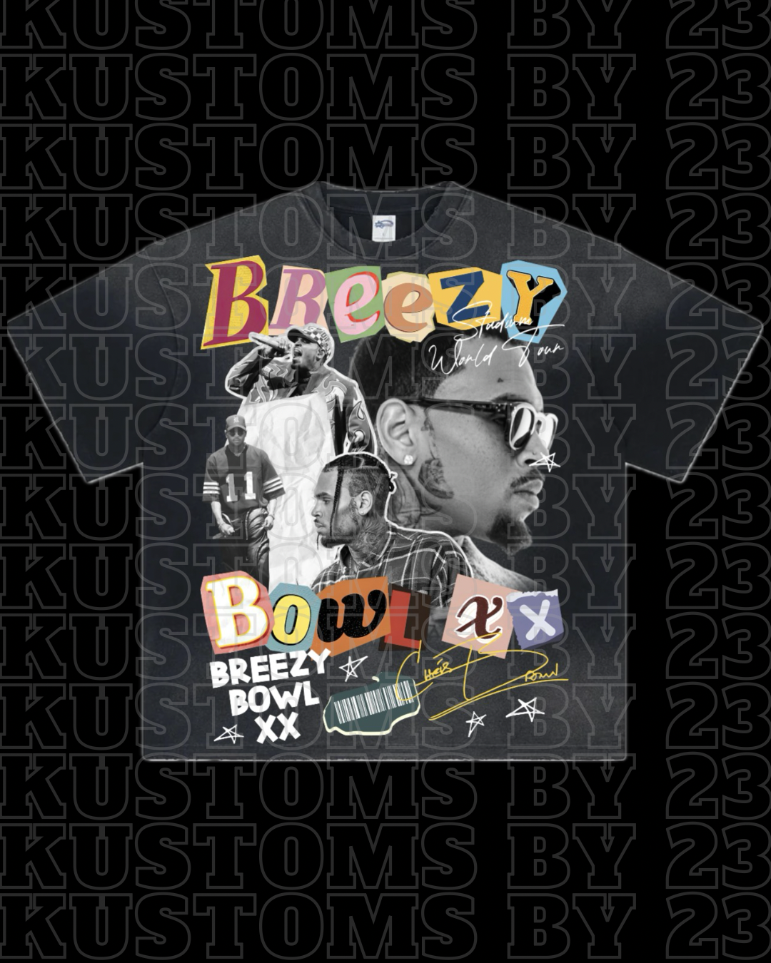 Chris Brown “Breezy XX Bowl” Concert 25’ Tees w/ MoneyOnMyMind Clo. Website Barcode