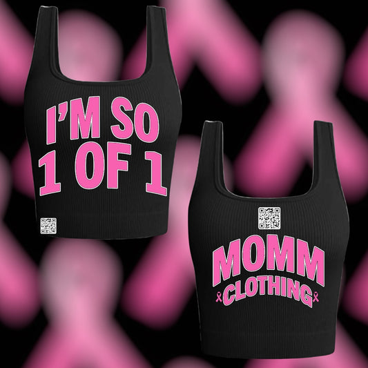 Breast Cancer Awareness Month “l’M SO 1of1” Women’s Cropped Tank Tops