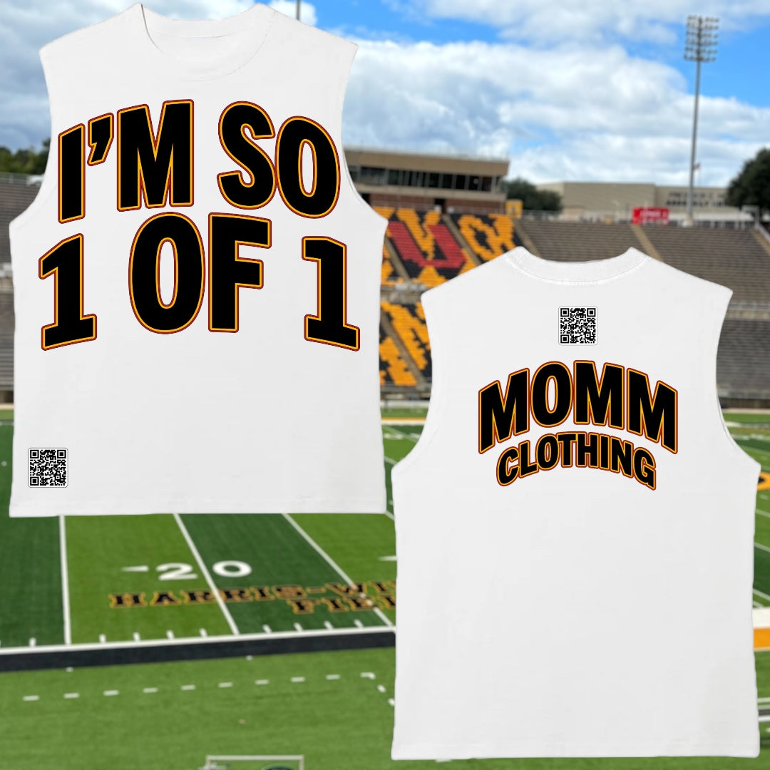 GSU Homecoming 25’ “I’M SO 1OF1” Sleeveless Tee w/ Website Barcode