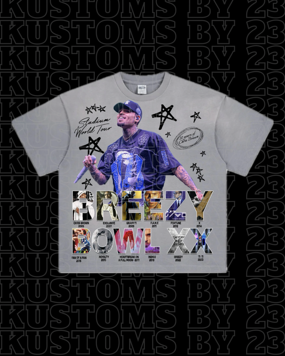 Chris Brown “Breezy XX Bowl” Concert 25’ Tees w/ MoneyOnMyMind Clo. Website Barcode